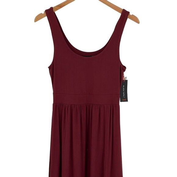 Black Tape Leg Slit Square Neck Sleeveless Soft Midi Dress Women Small Petite - Picture 3 of 8